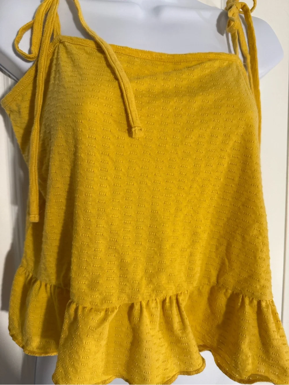 Billabong Mustard Tie-Shoulder Ruffle Tank